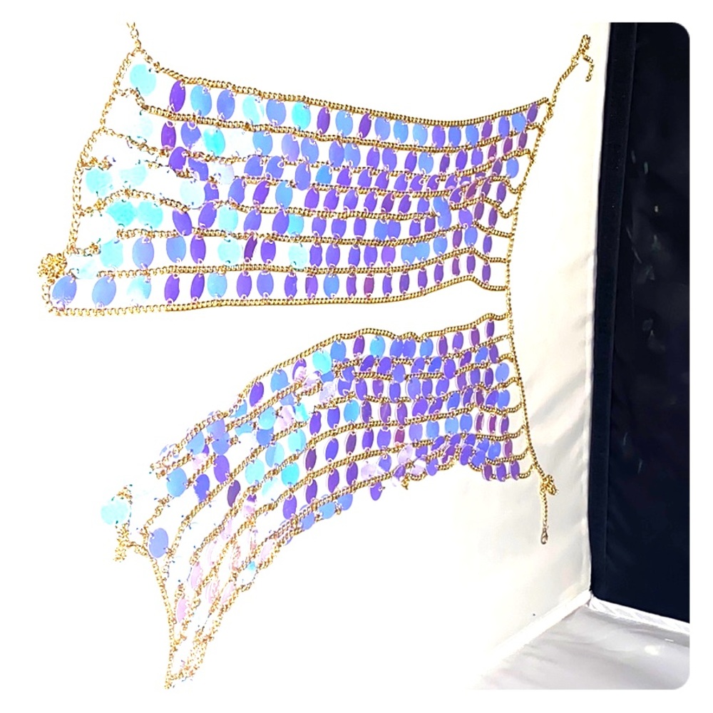 Sexy iridescent sequin halter top